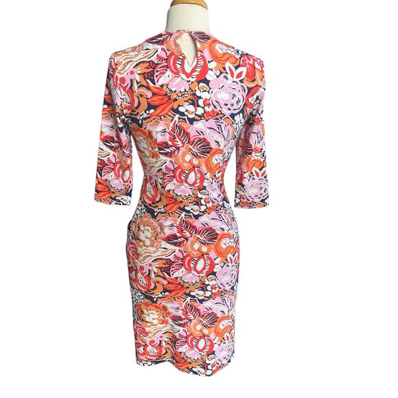 J. McLaughlin Catalyst Dress Catalina Cloth 3/4 Sleeves Pockets Sheath Floral XS - Picture 2 of 10